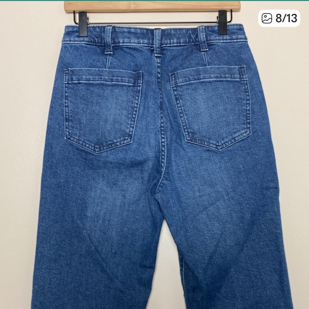 GAP High Rise '70s Flare Jeans Medium Wash Sailor Button Pockets Size 28 - Picture 8 of 10